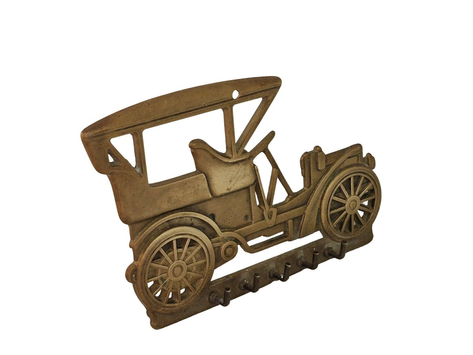 Brass Car Key Display Rack With 5 Hooks, Motorist Wall Hanging Decor photo furniture
