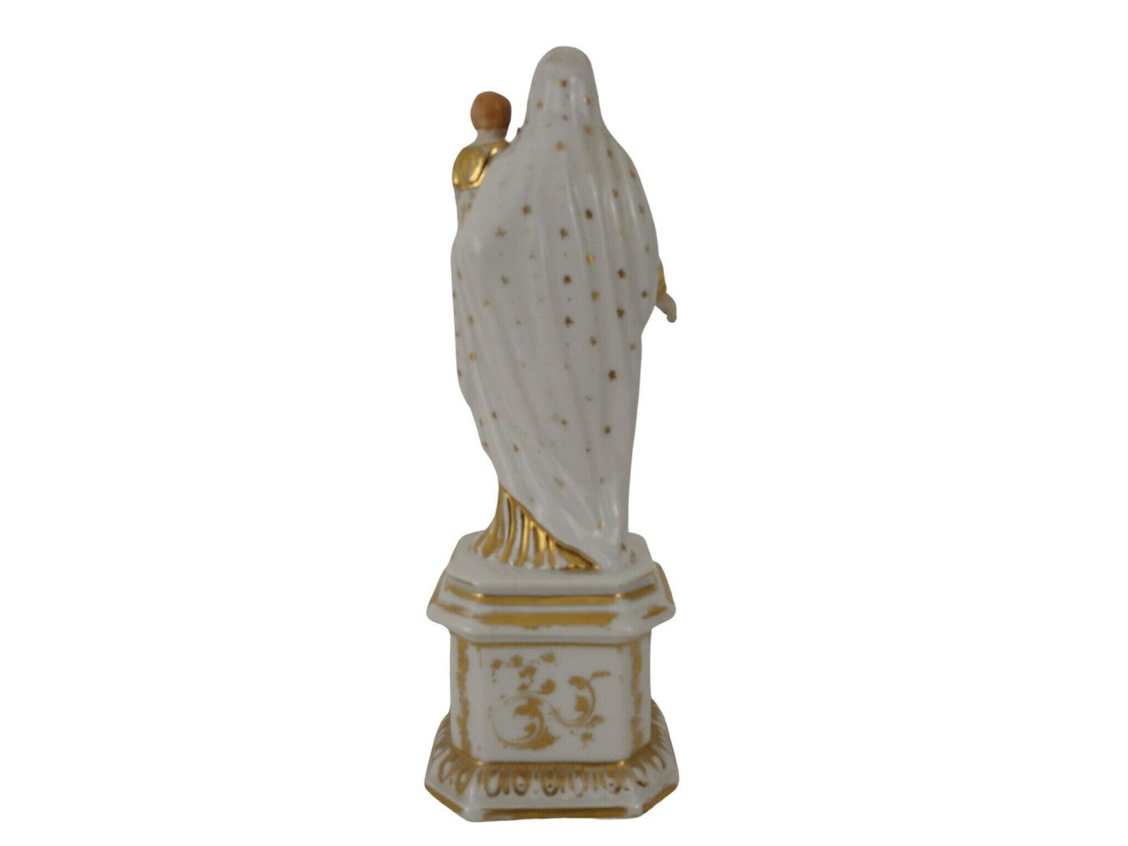 photo furniture Antique Virgin Mary And Infant Jesus Porcelain Statue, 19th Century French Christian Mother And Child Saint Figurine