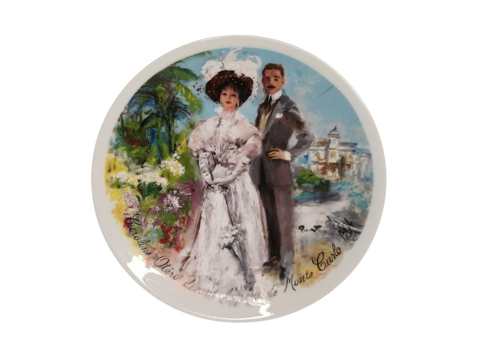 Limoges Porseleinen Verzamelaarsbord Met Portret Van Caroline Otero Door Pierre Laurent Brenot photo 56.0