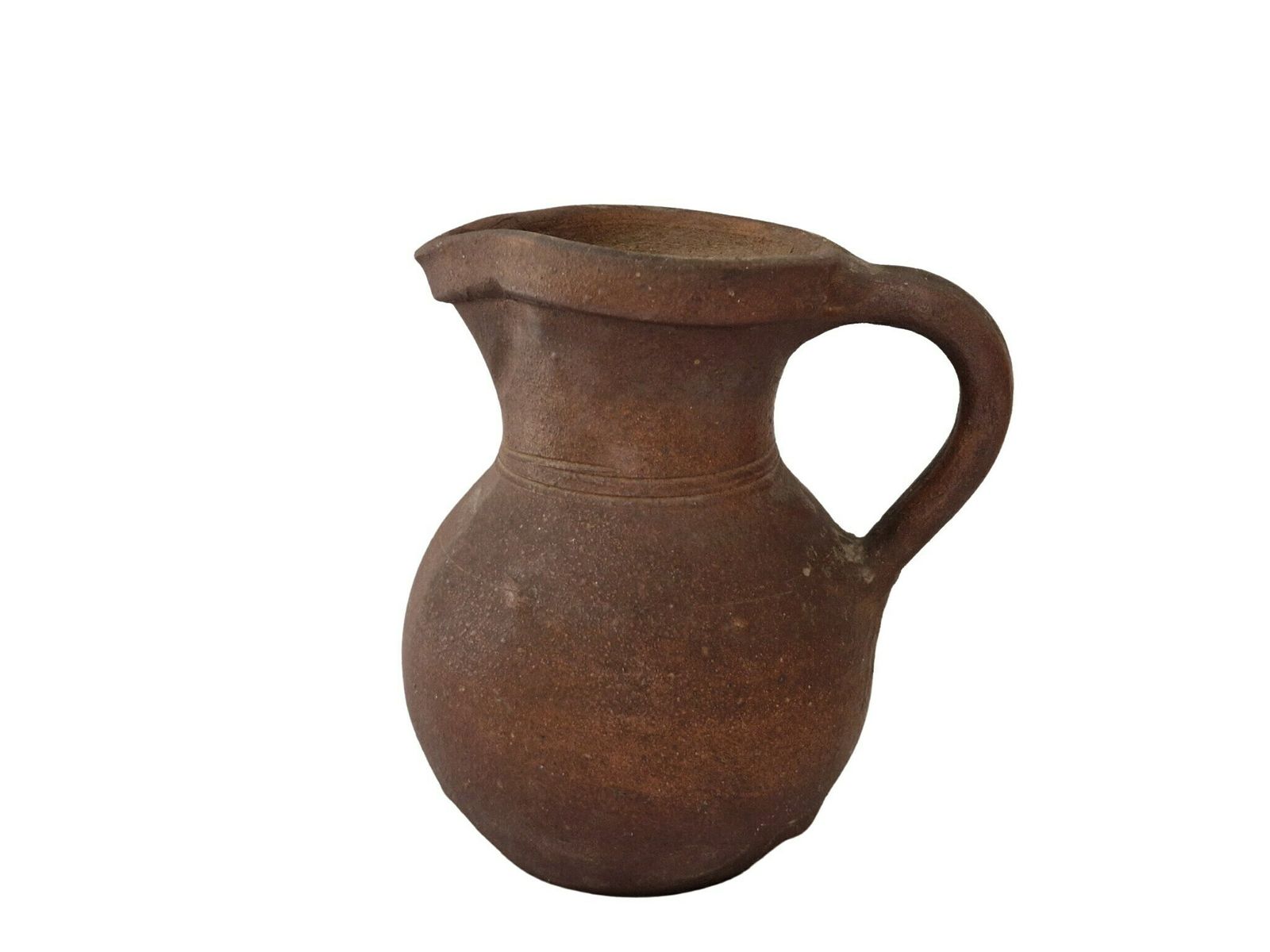 Antique French Salt Glazed Pottery Pitcher, Rustic Farmhouse Water Jug photo furniture