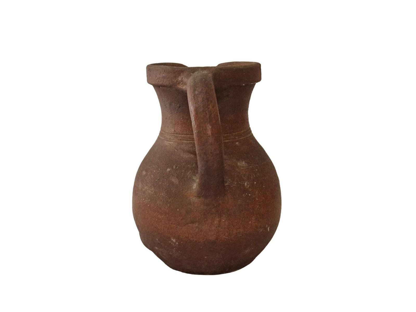Antique French Salt Glazed Pottery Pitcher, Rustic Farmhouse Water Jug photo for sale