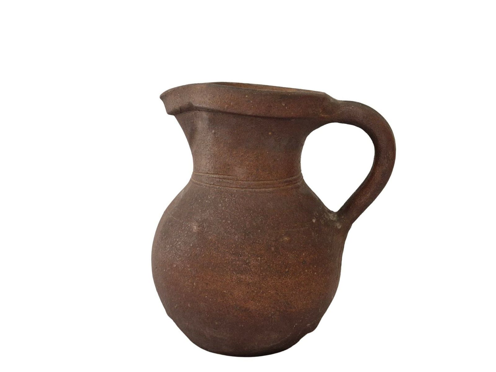 Antique French Salt Glazed Pottery Pitcher, Rustic Farmhouse Water Jug photo buy