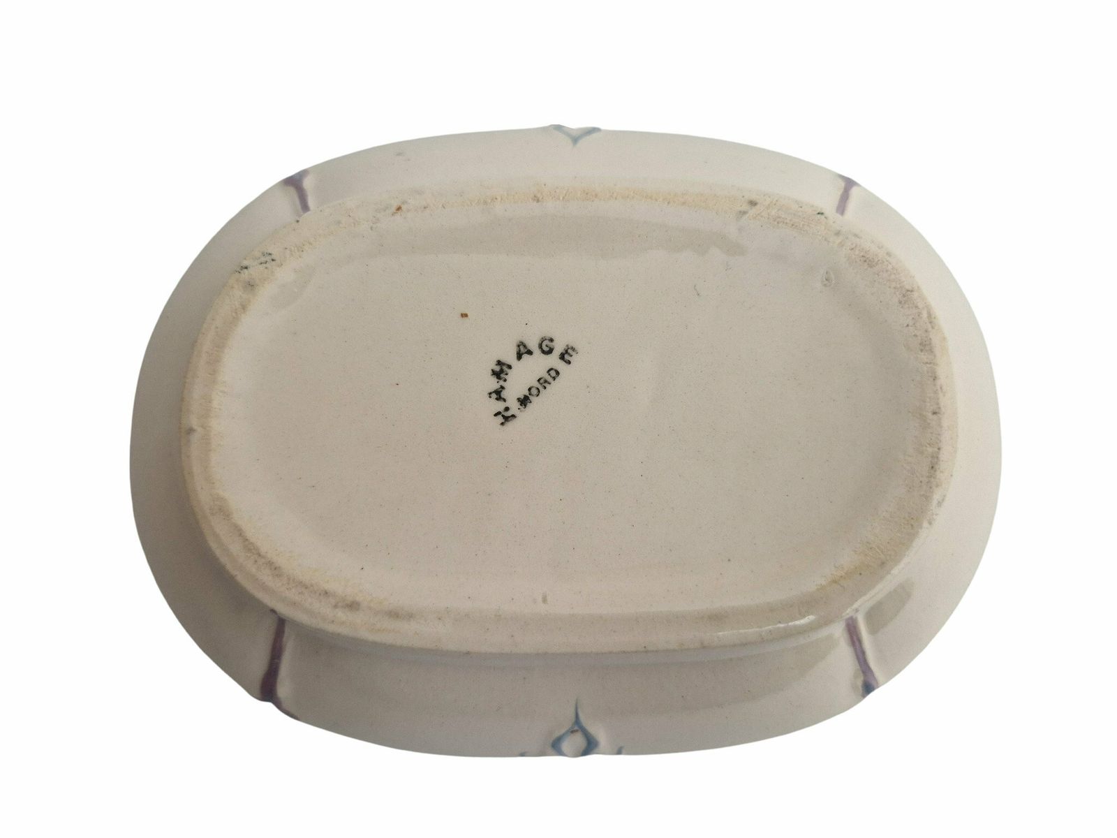 photo for sale Art Nouveau Ceramic Jewelry Box With Flowers, Antique French Pottery Candy Dish