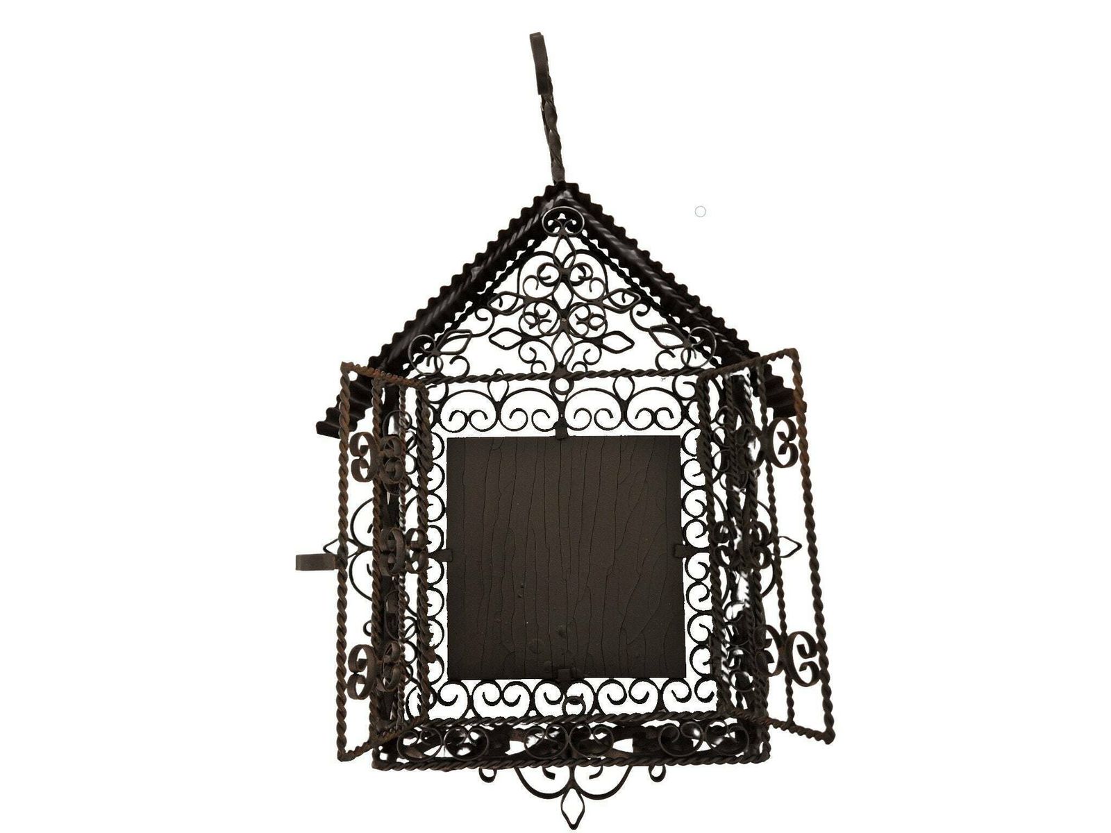 Antique French Wrought Iron Cemetery Cage, Victorian Mourning Wall Hanging Shrine photo furniture
