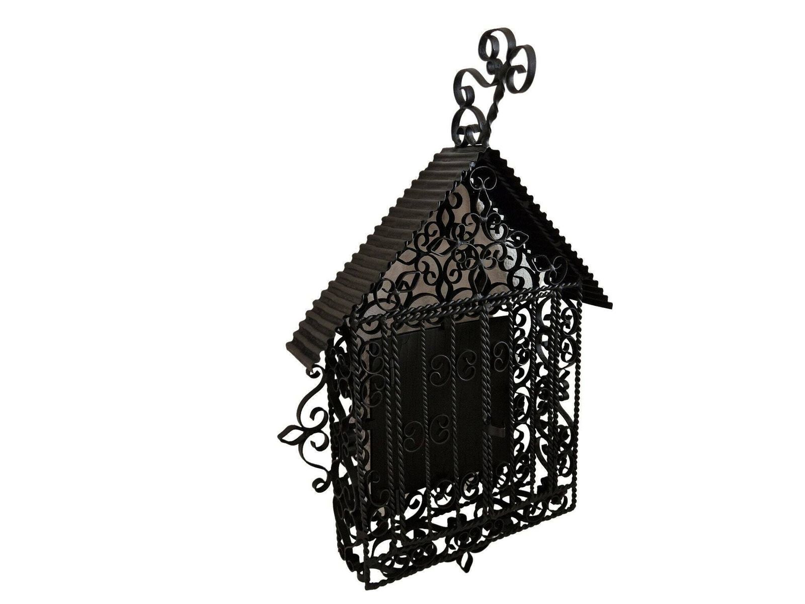 photo furniture Antique French Wrought Iron Cemetery Cage, Victorian Mourning Wall Hanging Shrine