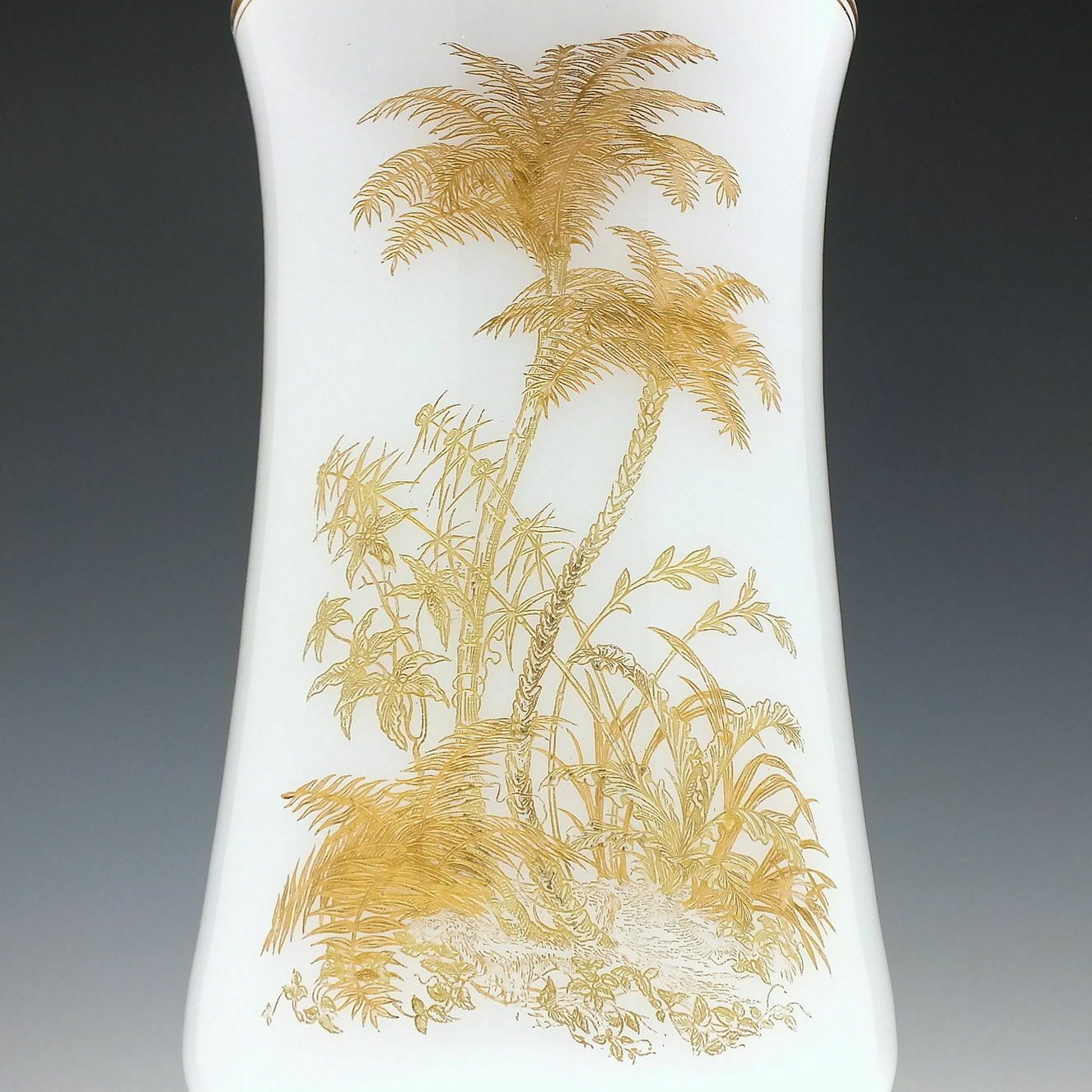 Antique French Opaline Gilded Glass Vase C1870 photo furniture