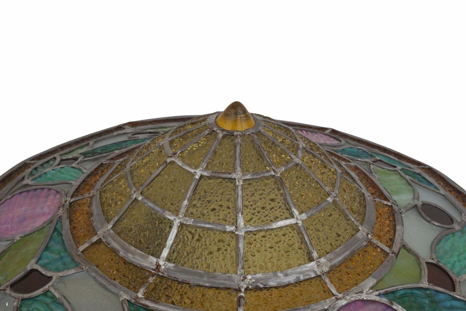 photo for sale Art Nouveau Stained Glass Pendant Light, French Antique Hanging Lamp Fixture