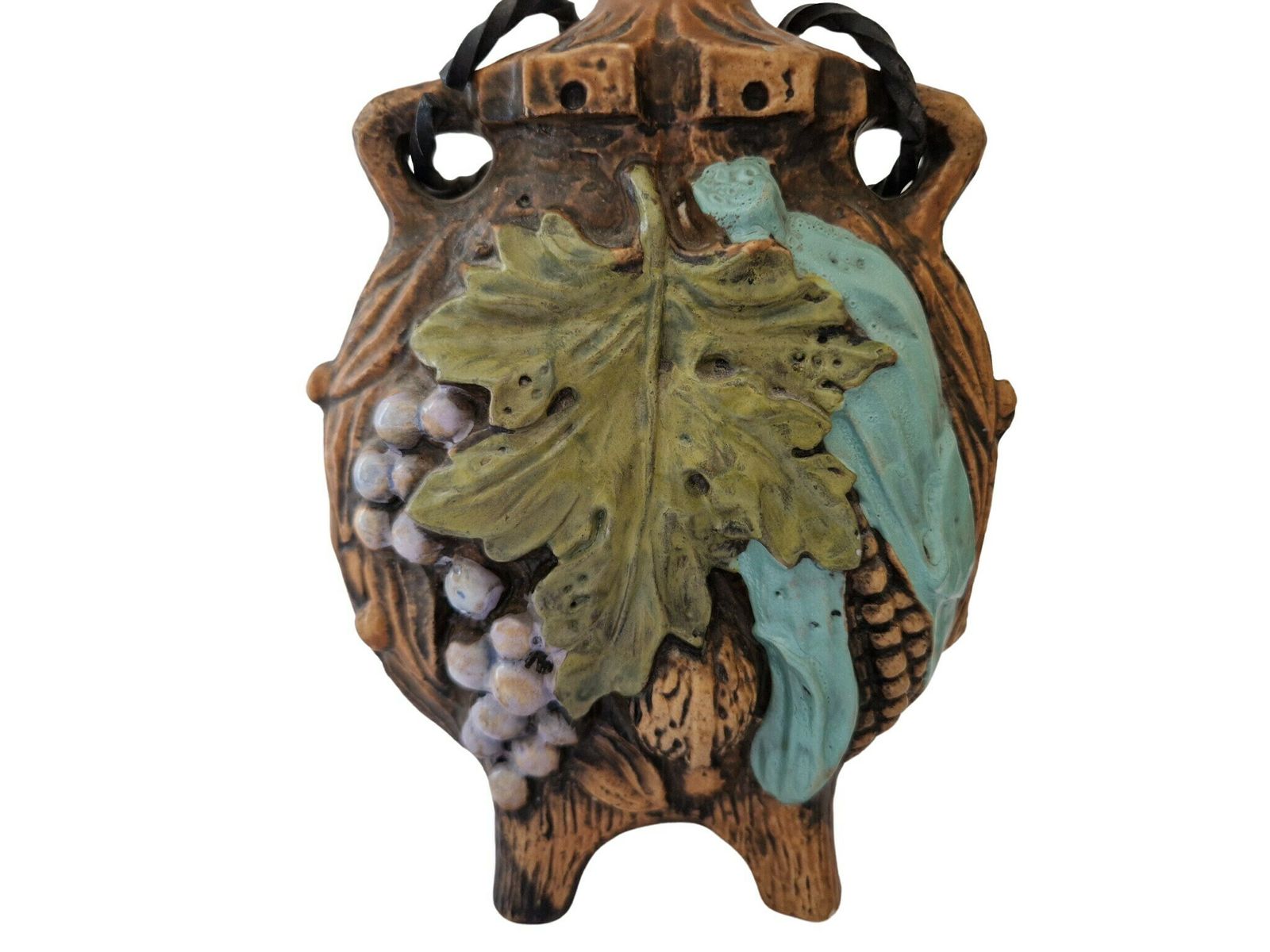 1960s Borghini Lacrima Christi Wine Decanter, Hand Painted Italian Ceramic Majolica Bottle photo Home Decor