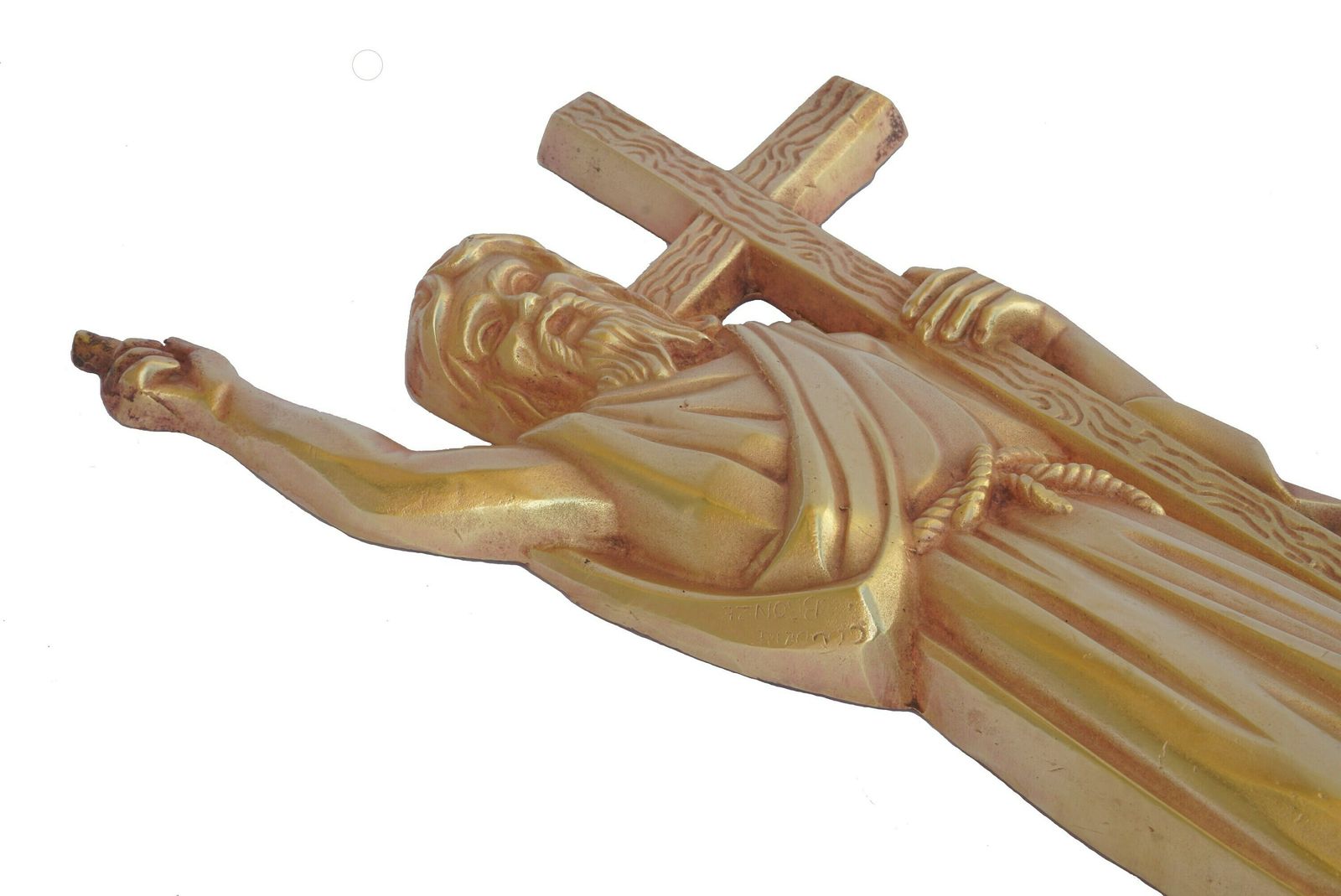 Bronze Jesus Christ Figurine With Cross Wall Hanging Plaque By Coudere, Antique French Religious Art photo vinterior