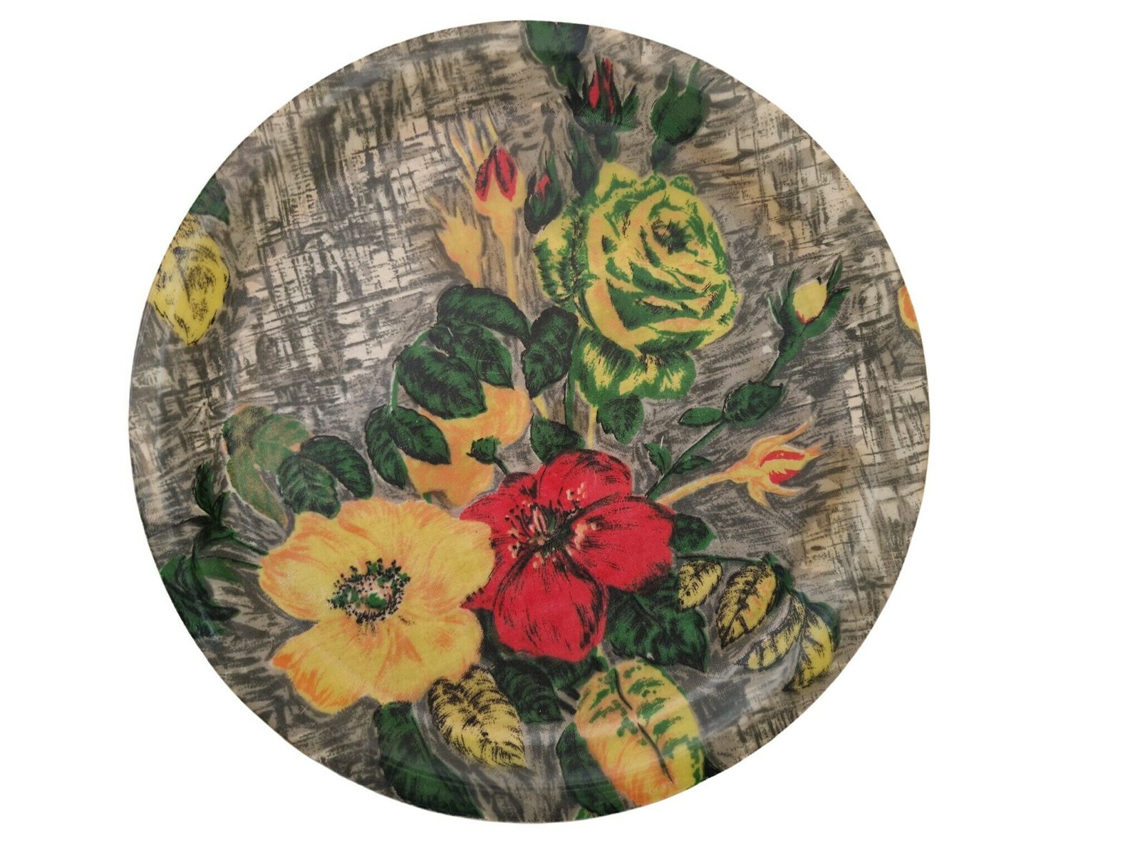 Mid Century Drinks Serving Tray, French Retro Floral Print Fabric And Fiberglass Bar Tray photo furniture