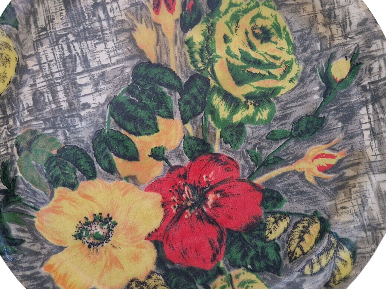 Mid Century Drinks Serving Tray, French Retro Floral Print Fabric And Fiberglass Bar Tray photo vintage