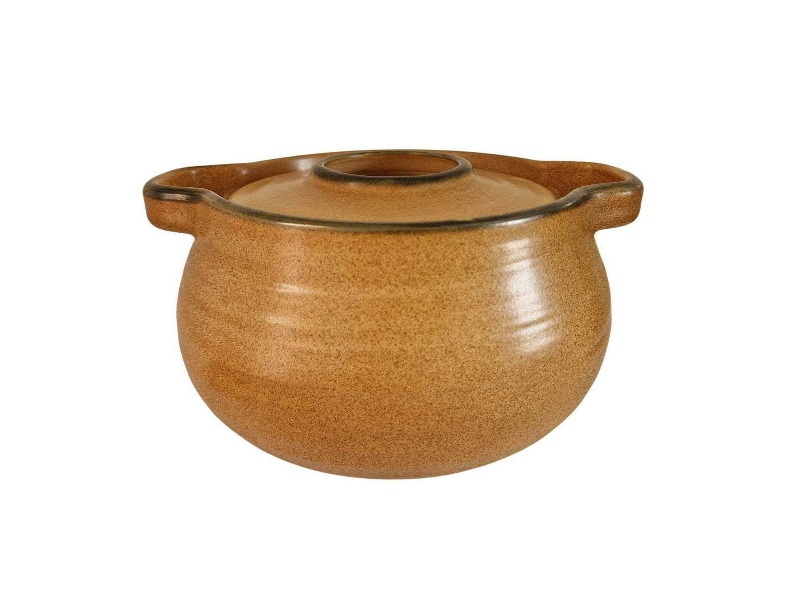 Vintage French Ceramic Casserole Dish With Rope And Wooden Handle, 1970s Salins Pottery Cooking Crock Pot photo vintage