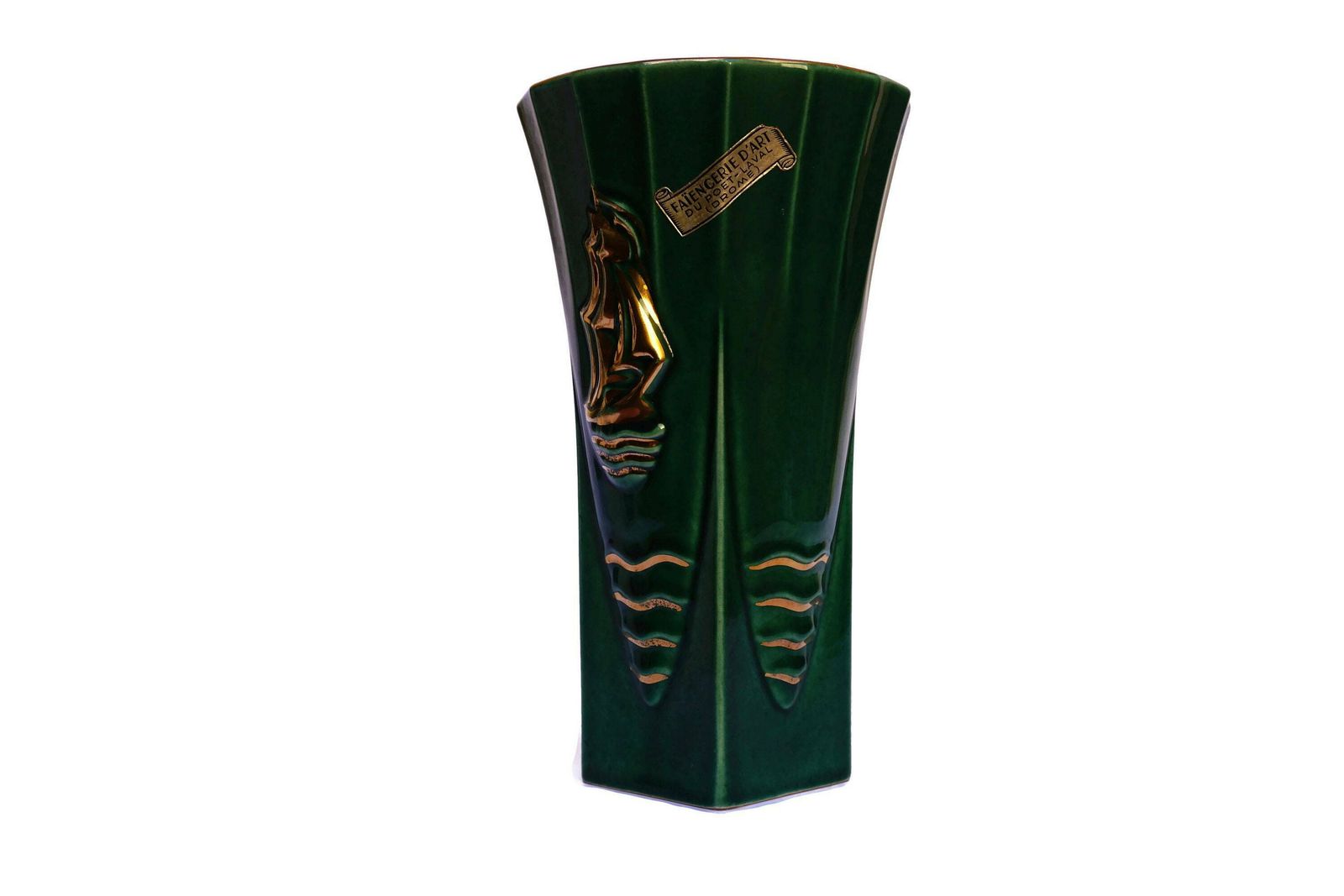 French Art Deco Pottery Vase With Seagulls And Sailing Boat, Nautical Mid Century photo 131.0