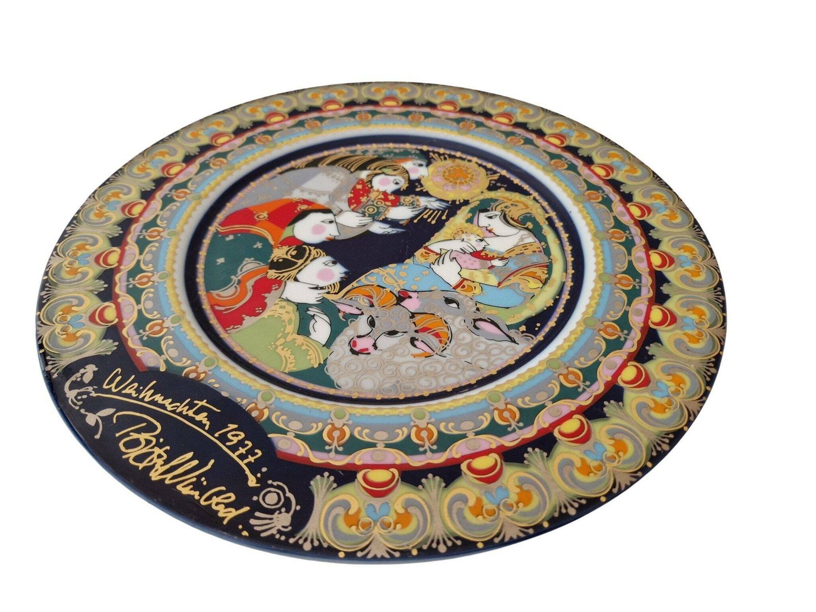 1977 Christmas Plate By Bjorn Wiinblad For Rosenthal, Adoration Of The Shepherds, Limited Edition Collectible Porcelain photo furniture