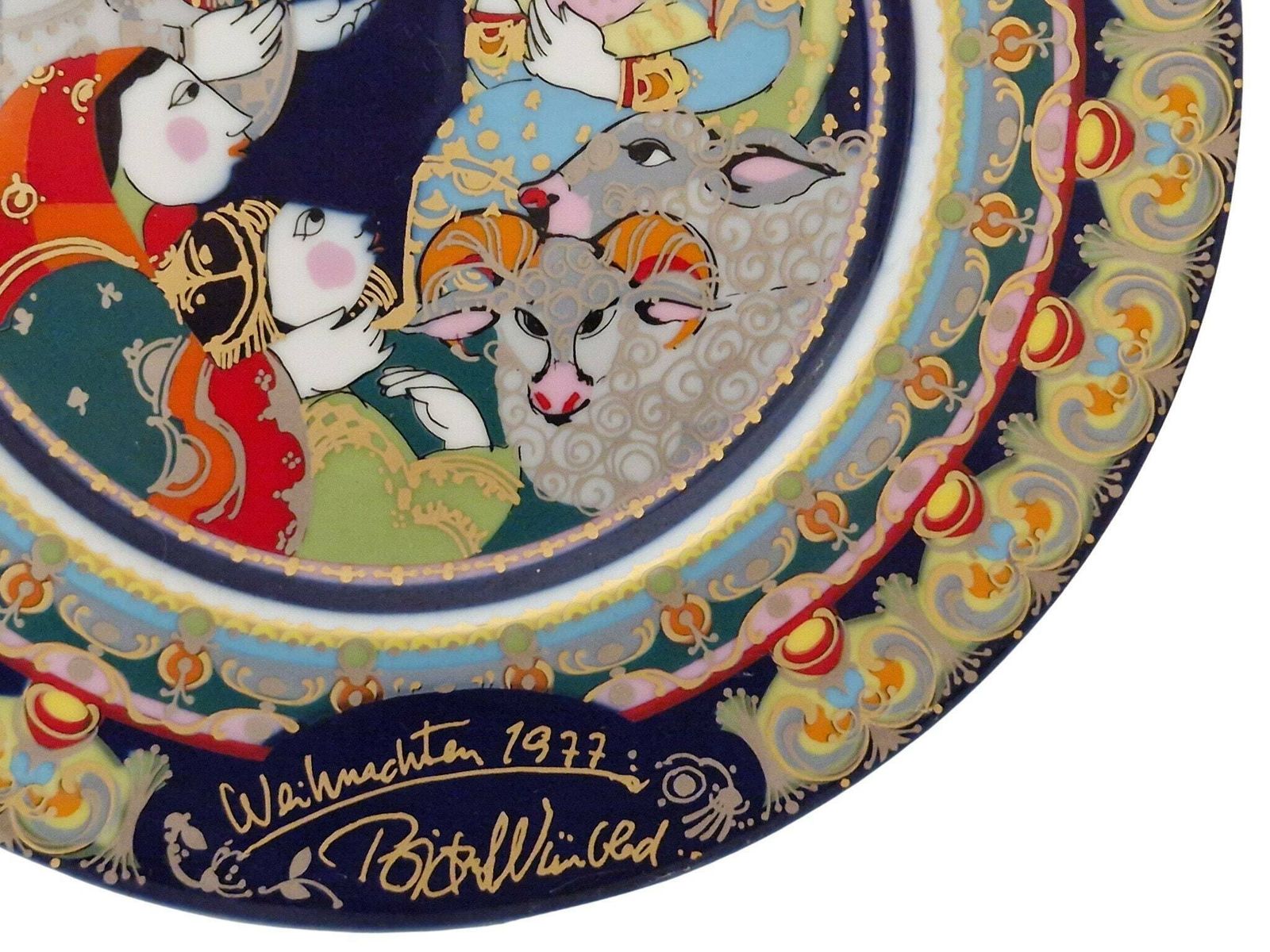 1977 Christmas Plate By Bjorn Wiinblad For Rosenthal, Adoration Of The Shepherds, Limited Edition Collectible Porcelain photo vintage
