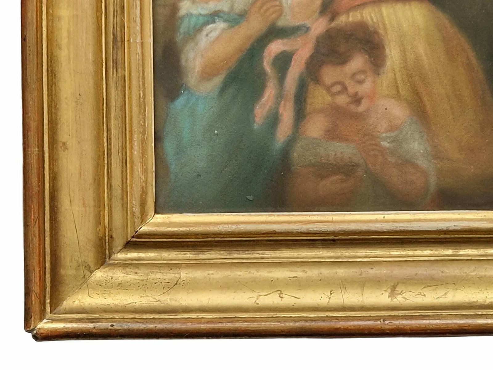 19th Century Children Portrait Oil Pastel Drawing, photo buy