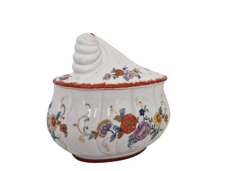 French Couleuvre Porcelain Bonbonniere By Albert Laurent Floral Candy Dish photo furniture