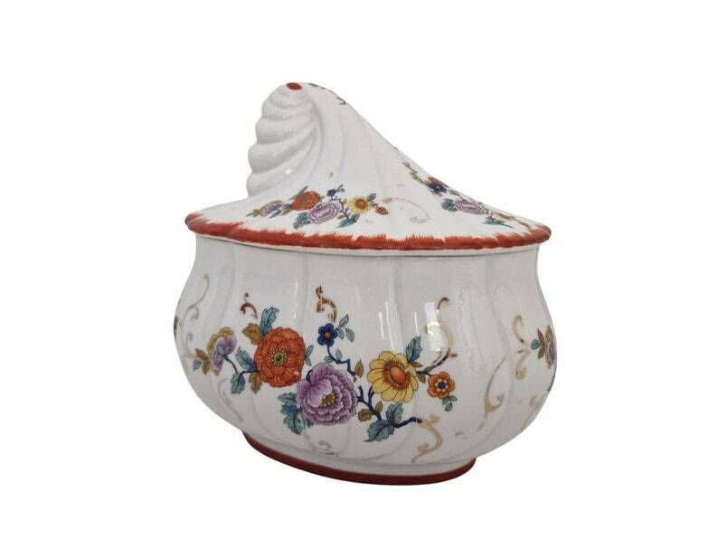 French Couleuvre Porcelain Bonbonniere By Albert Laurent Floral Candy Dish photo 119.0