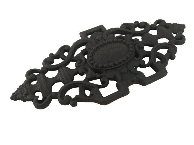 French Architectural Salvage Decor, Cast Iron Garden Gate And Garden Ornament Plaque photo vinterior