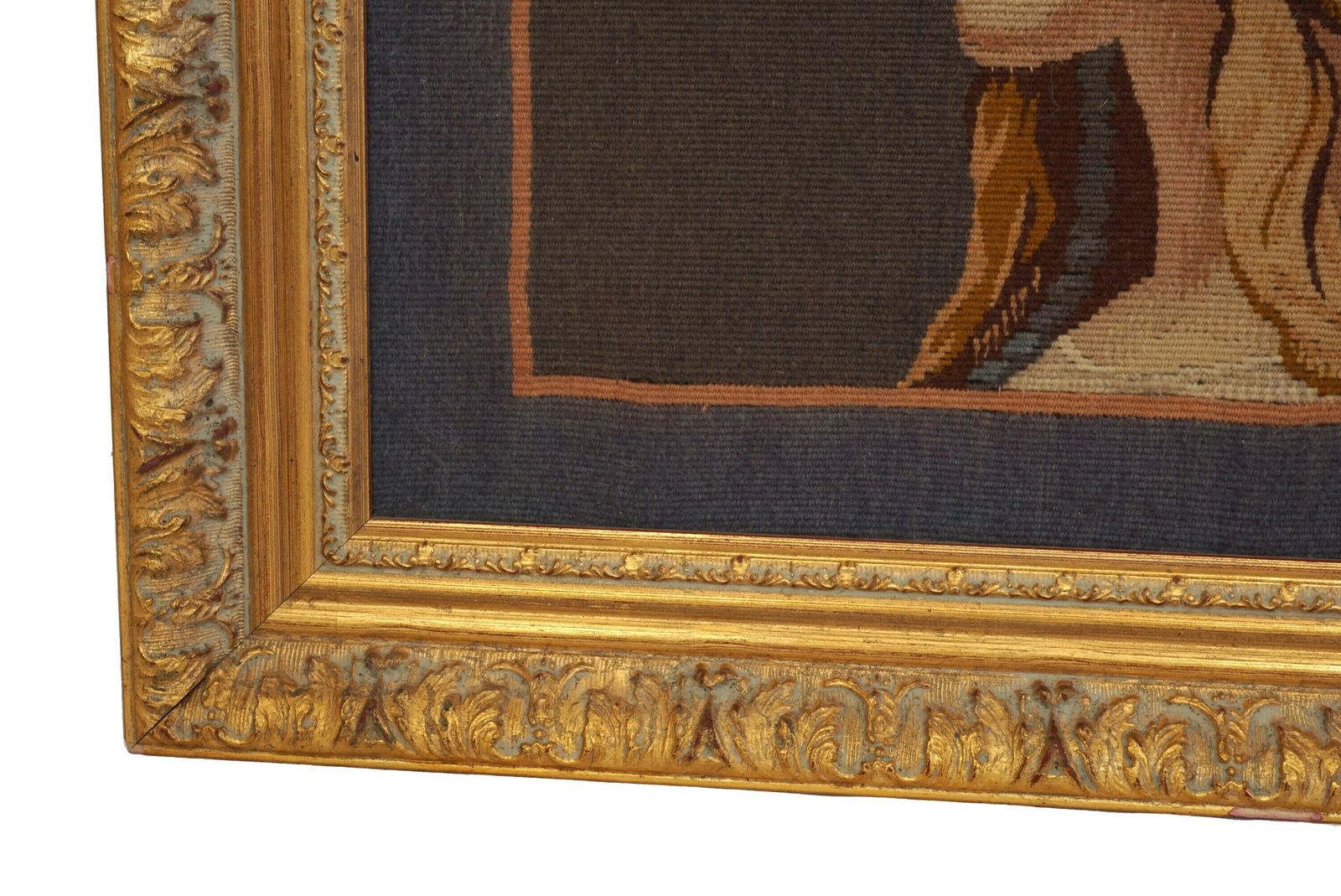 photo furniture French Aubusson Tapestry With Virgin Mary Of St Galmier Portrait, Vintage French Needlework Art