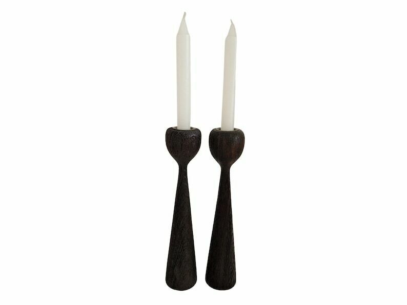 Mid Century Scandinavian Tulip Candleholders Pair, 1960s Modernist Candlesticks photo Home Decor