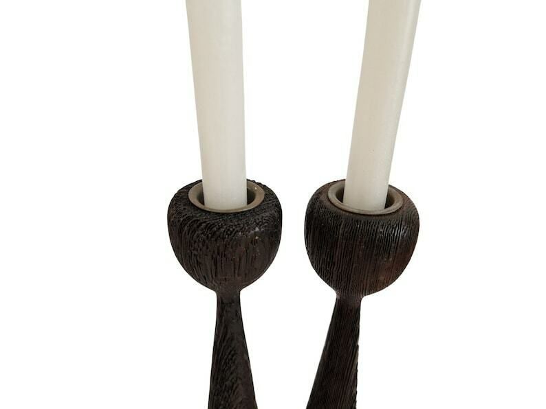 Mid Century Scandinavian Tulip Candleholders Pair, 1960s Modernist Candlesticks photo 244.0