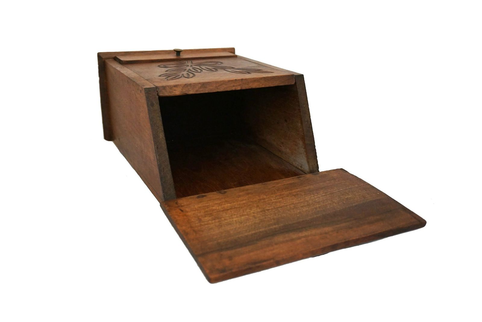 photo for sale French Carved Wood Salt Box, Rustic Provencal Kitchen Storage Canister
