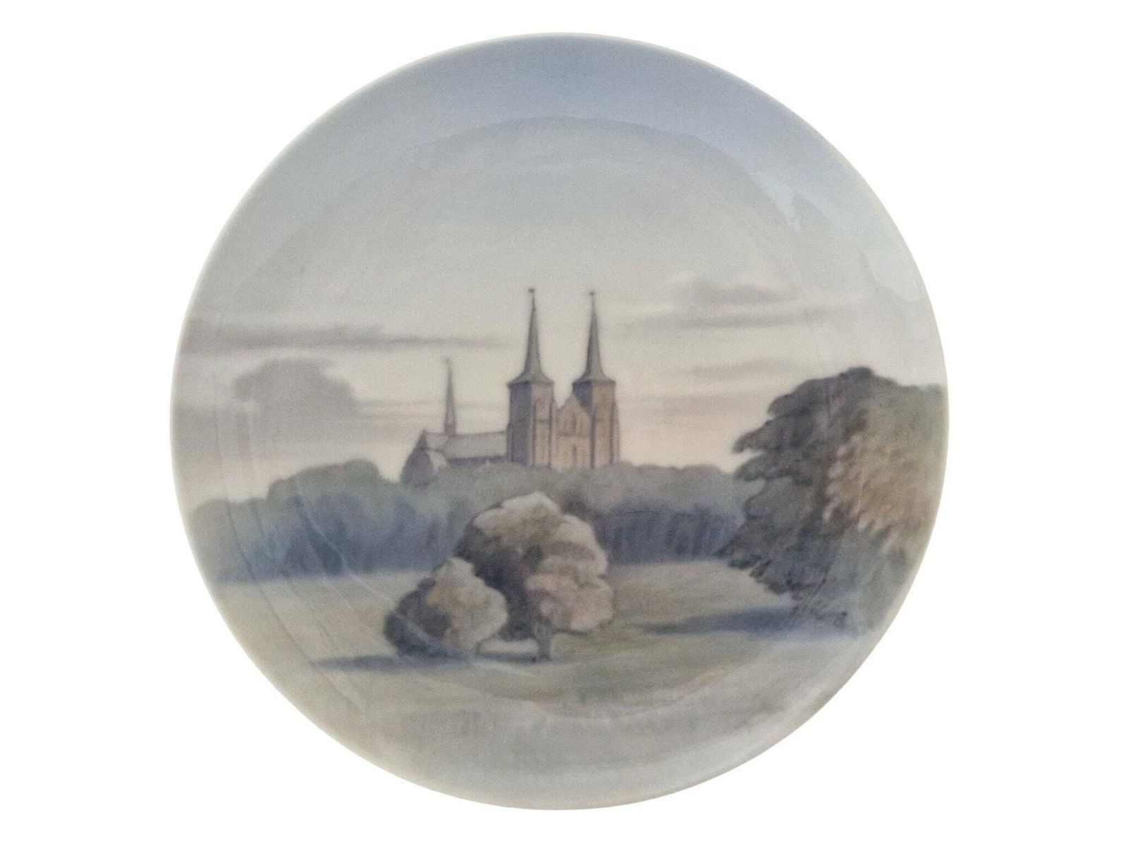 Royal Copenhagen Porcelain Plate With Roskilde Cathedral, Scandinavian Hand Painted Ceramic Wall Art