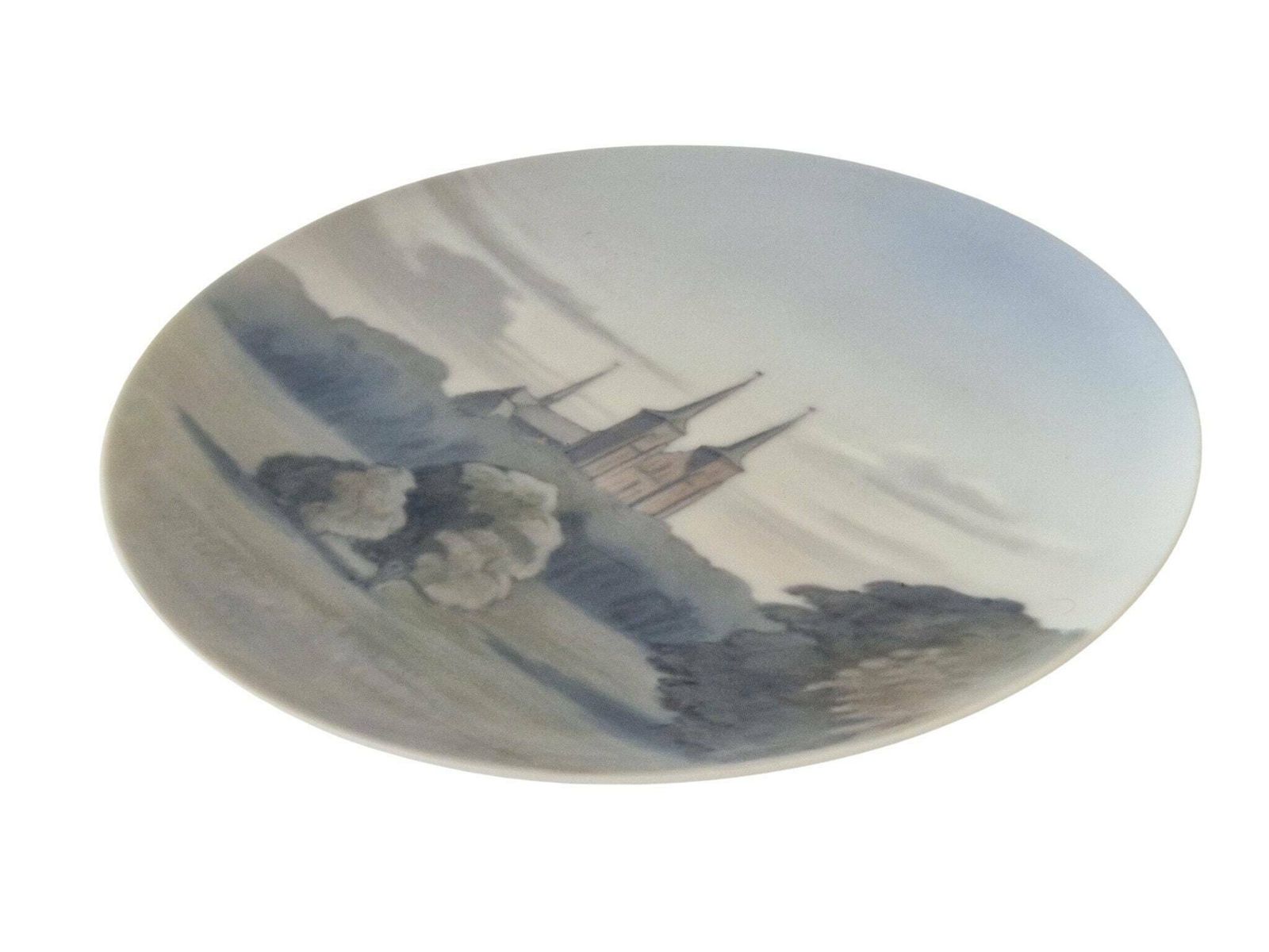 Royal Copenhagen Porcelain Plate With Roskilde Cathedral, Scandinavian Hand Painted Ceramic Wall Art photo for sale