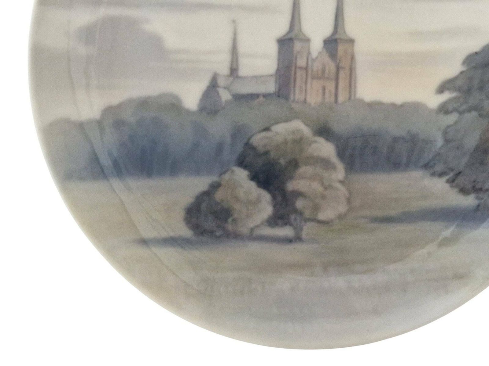 Royal Copenhagen Porcelain Plate With Roskilde Cathedral, Scandinavian Hand Painted Ceramic Wall Art photo Art