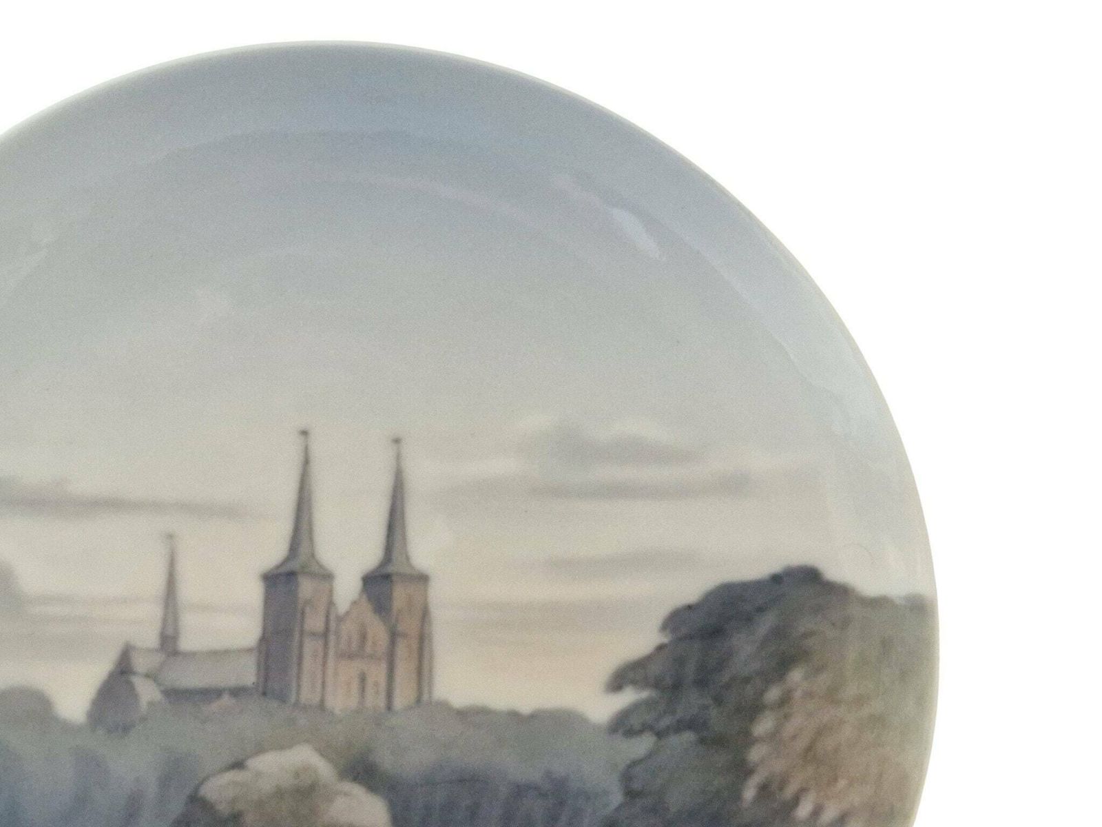 Royal Copenhagen Porcelain Plate With Roskilde Cathedral, Scandinavian Hand Painted Ceramic Wall Art photo vinterior