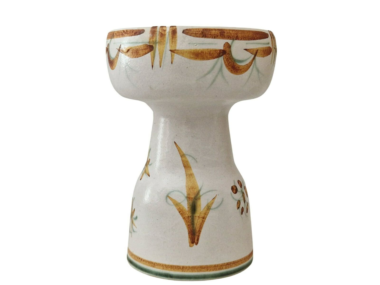 Ceramic Keraluc Quimper Candle Holder, French Mid Century Modern Hand Painted Pottery Pillar Candlestick photo 100.0