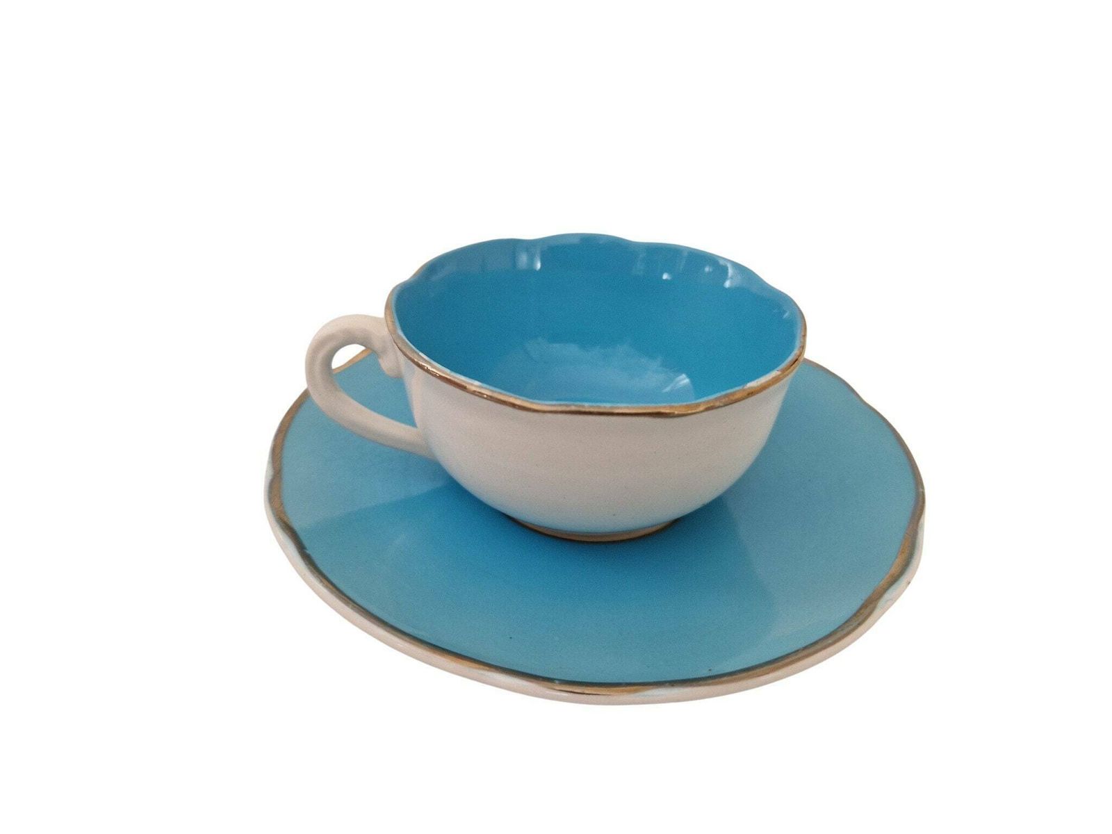 1950s Pastel Cups And Saucers Set Of 4, Mid Century French French Porcelain Demitasse Coffee Set By Digoin Sarreguemines photo 106.0