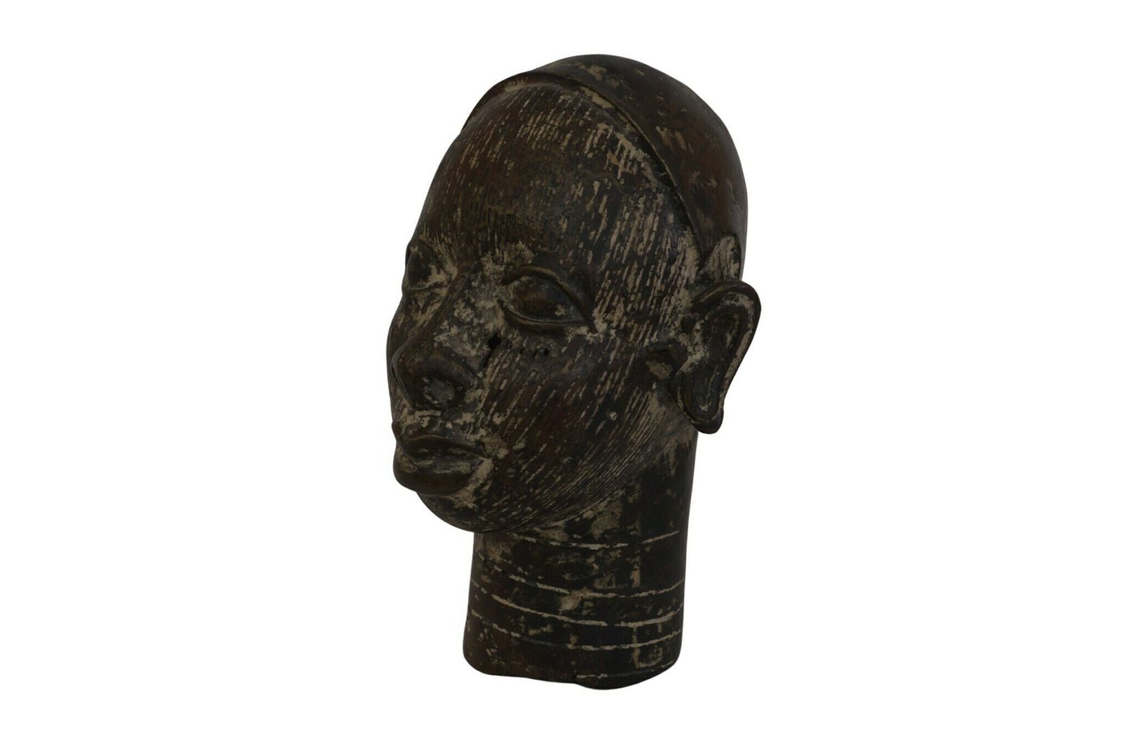 photo for sale Bronzen Yoruba Hoofdbeelden Van Een Koningspaar, Vintage Afrikaans Kunst