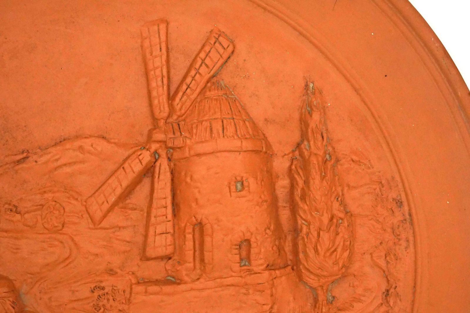 Provençaals terracotta decoratief wandbord, Frans Provençaals aardewerk souvenir photo Woonaccessoires
