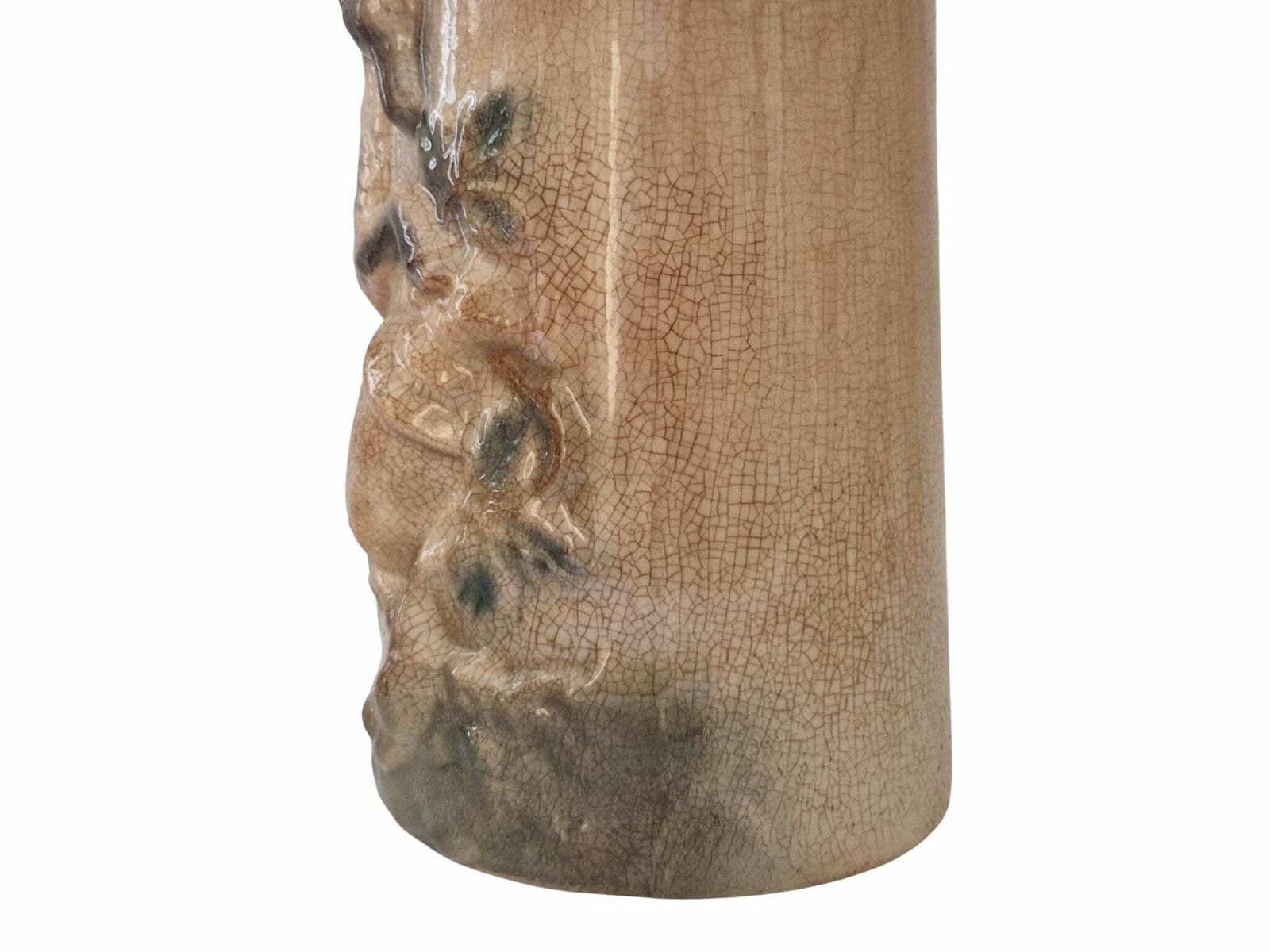 Antique French Majolica Milk Pail Can With Goat Figure, Rustic Country Kitchen Decor photo vintage