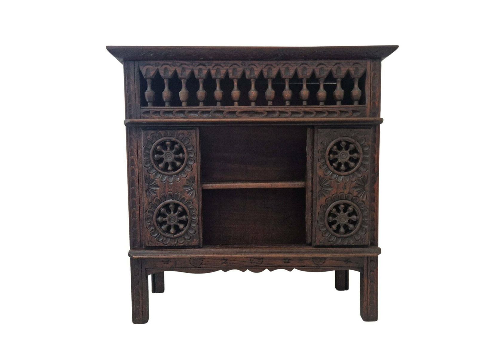 French Breton Doll Furniture Sideboard, Miniature Carved Wooden Buffet Cupboard photo furniture