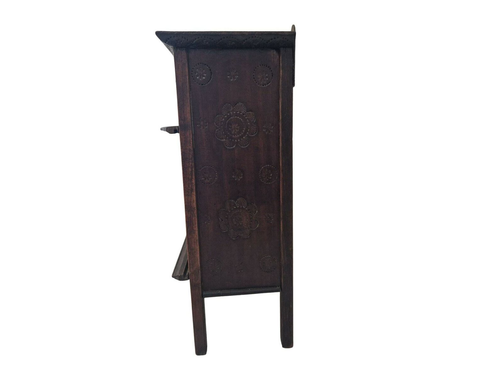 photo furniture French Breton Doll Furniture Sideboard, Miniature Carved Wooden Buffet Cupboard