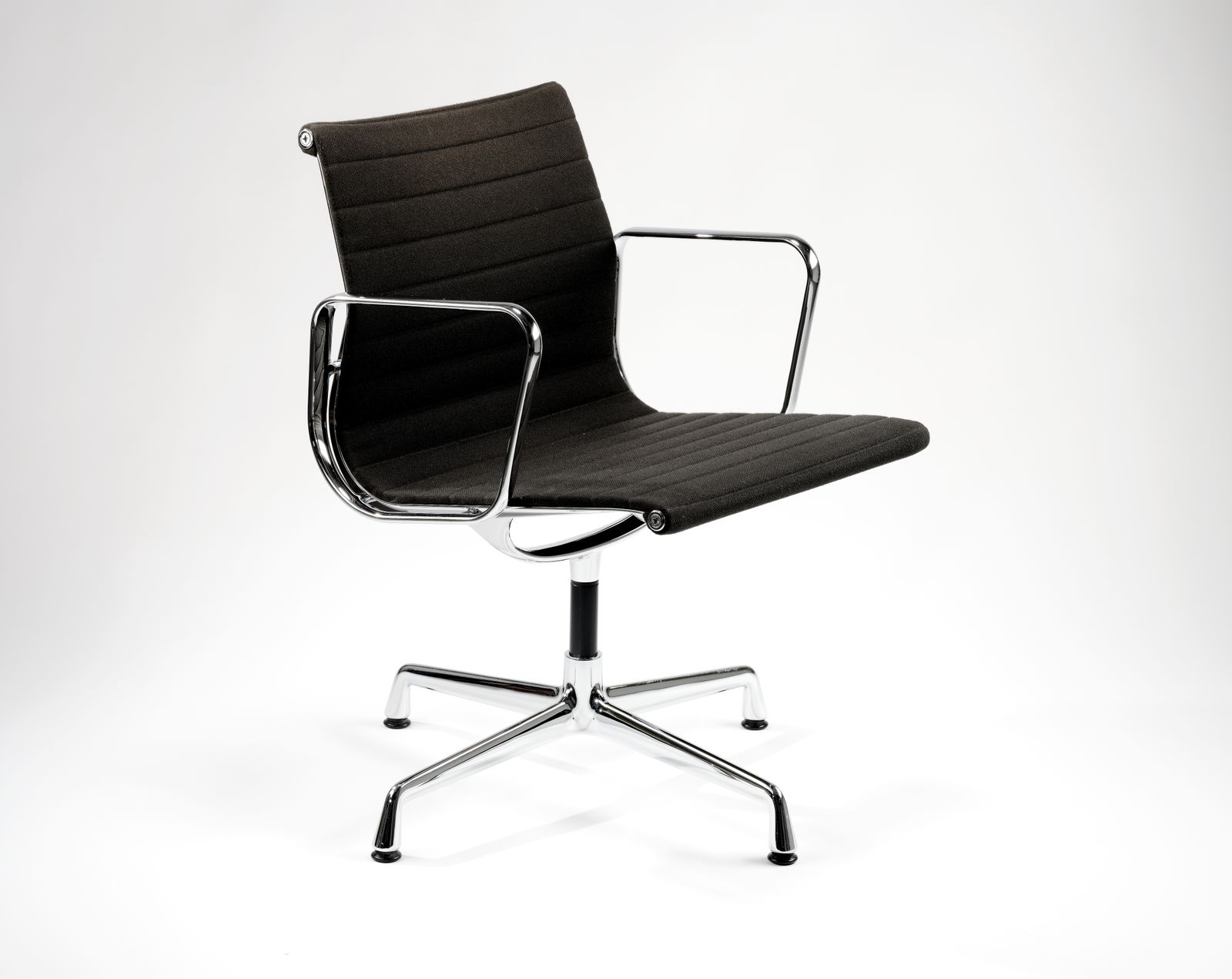 Vintage Vitra Eames Aluminium Group Ea108 Swivel Office Desk Chairs In Black Hopsack, Circa 1990's, 4 Matching Chairs Available. photo buy