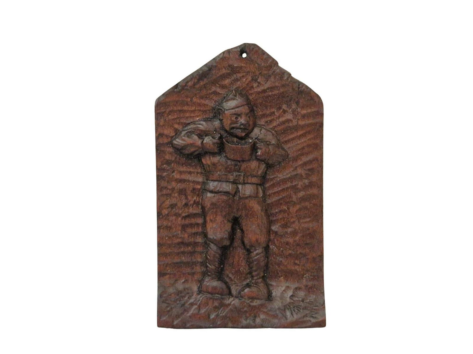 Wo1 Loopgraafkunst Gesneden Plaquette, Zoömorfische Karikatuur Wanddecoratie, Antiek Frans Militair Souvenir
