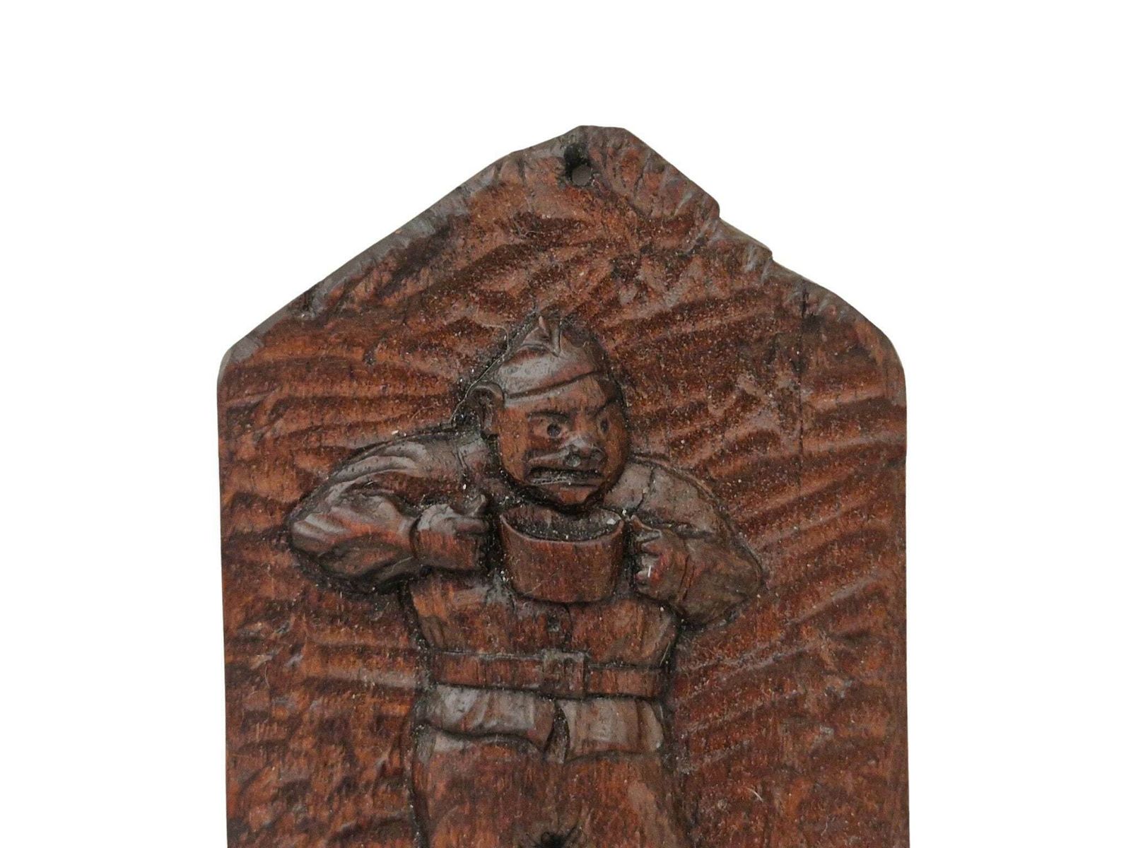 Wo1 Loopgraafkunst Gesneden Plaquette, Zoömorfische Karikatuur Wanddecoratie, Antiek Frans Militair Souvenir photo Kunst