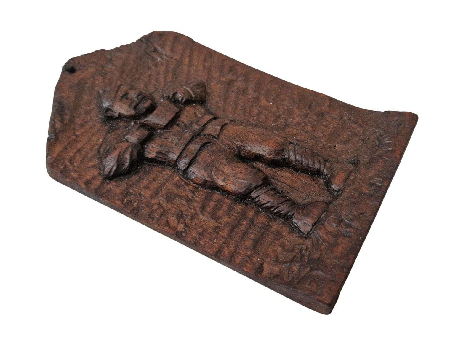 photo furniture Wo1 Loopgraafkunst Gesneden Plaquette, Zoömorfische Karikatuur Wanddecoratie, Antiek Frans Militair Souvenir