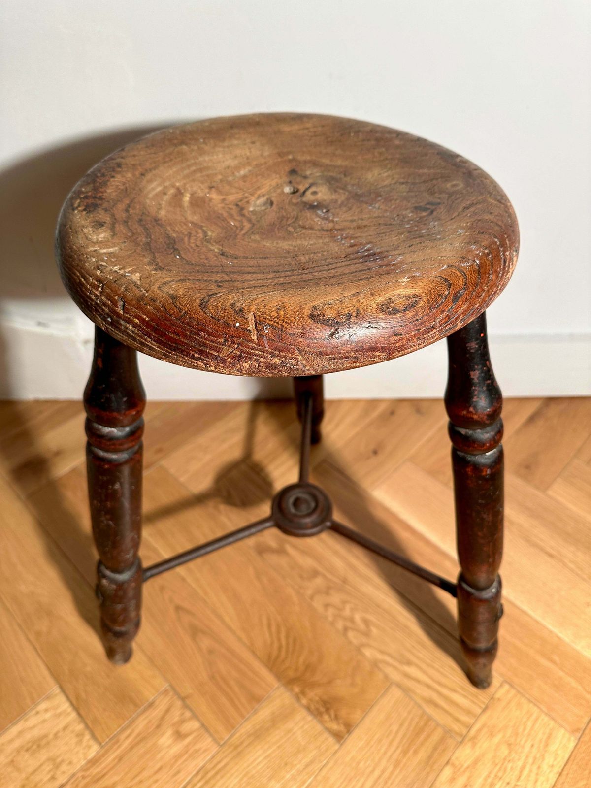 Rare Early Antique Elm Lacemakers Stool Originating From Olney Buckinghamshire The Birthplace Of English Lacemakers Circa 1800 photo vinterior