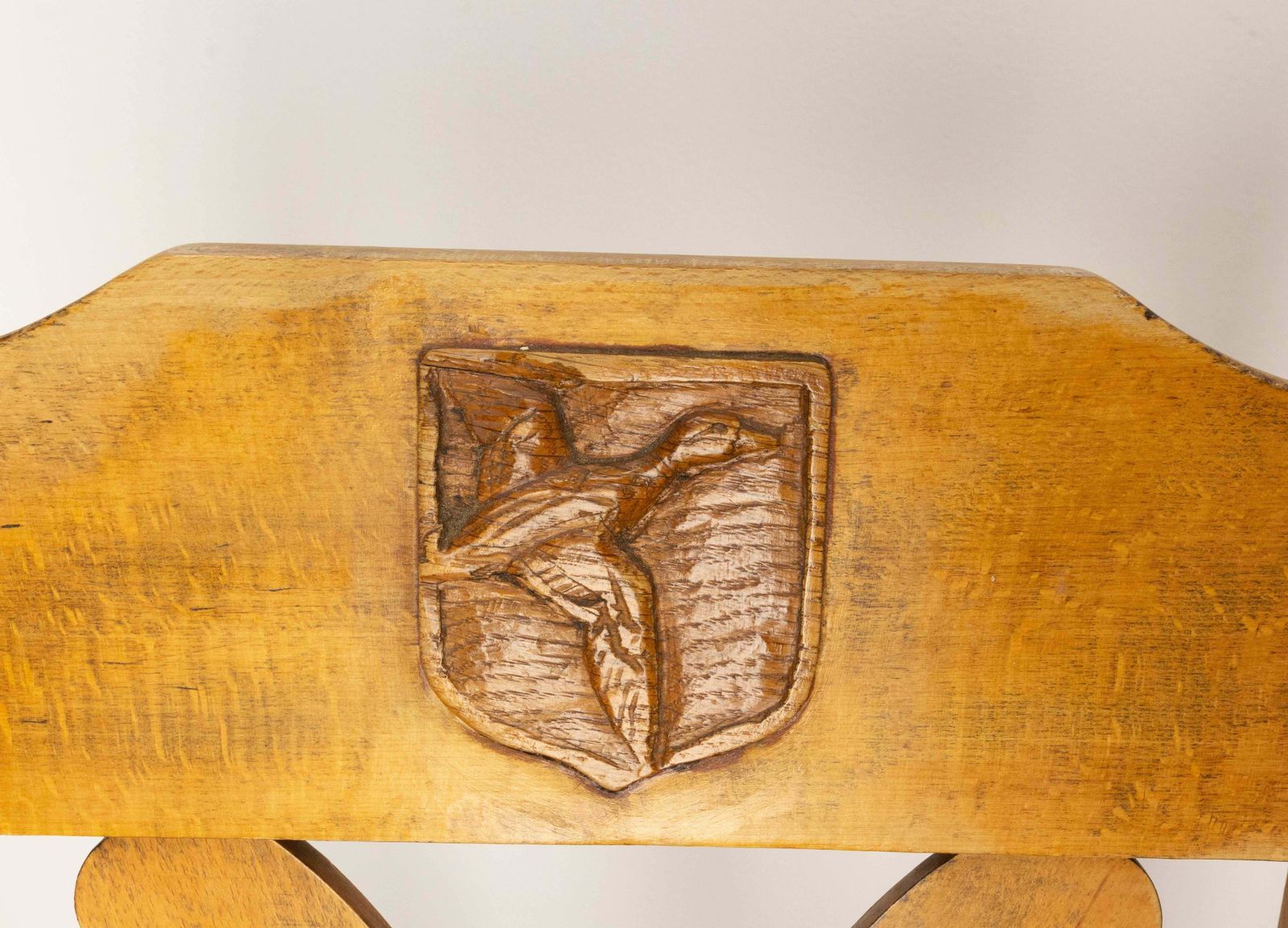Set Of Table & Four Chairs In The Hunting Theme Oak, France, Mid 20th Century photo vintage