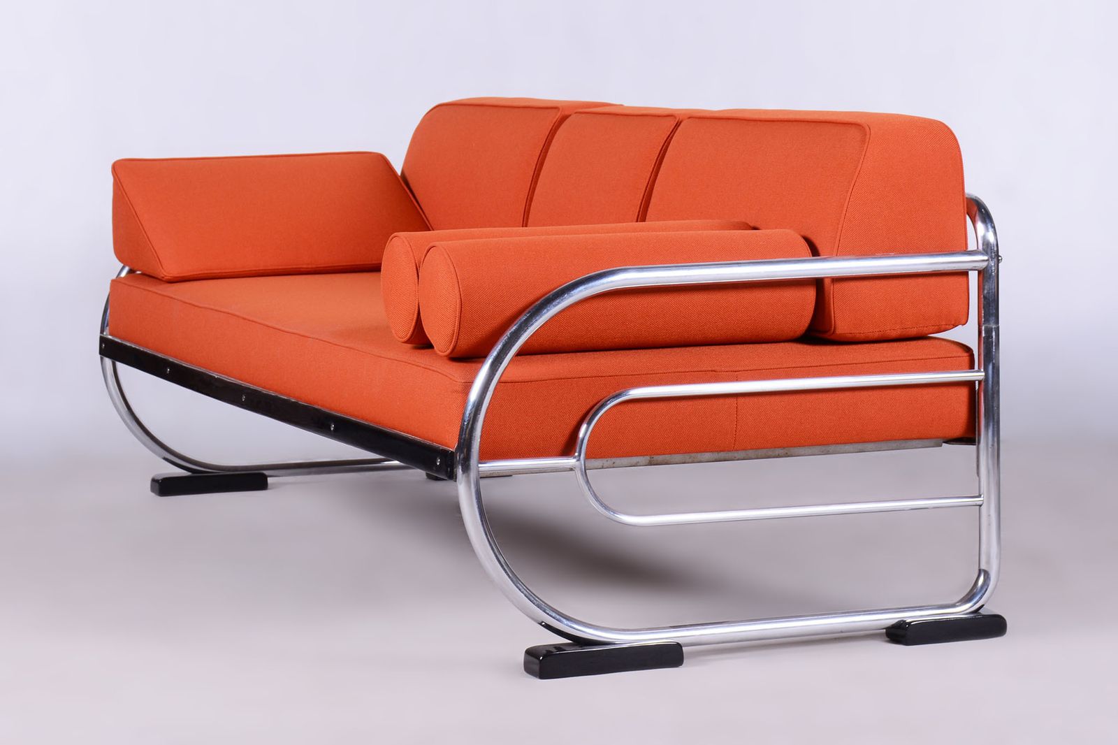 Restored Orange Bauhaus Sofa, Robert Slezak, High Quality Leather, 1930s photo Furniture