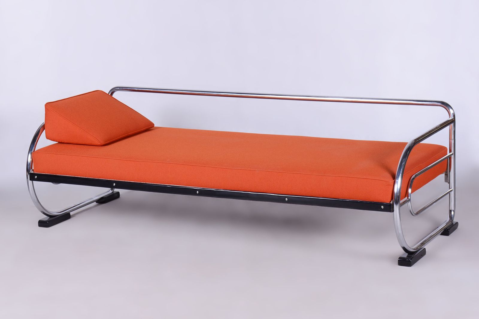Restored Orange Bauhaus Sofa, Robert Slezak, High Quality Leather, 1930s photo vinterior