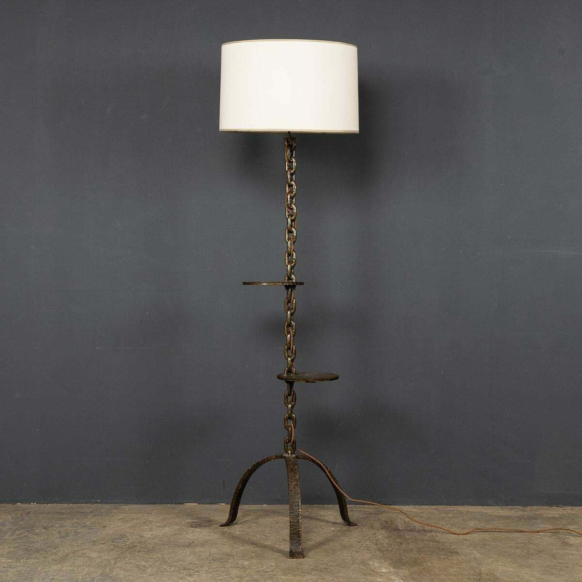20th Century French Anchor Chain Freestanding Lamp With Shelves, C.1930 photo furniture