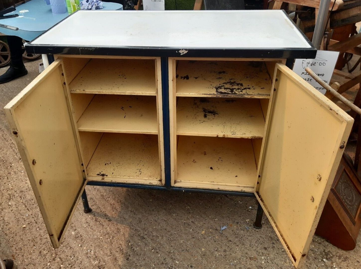 Mid Century Dean Bros Metal Enamel 2 Door Industrial Work Unit Storage Cupboard photo buy