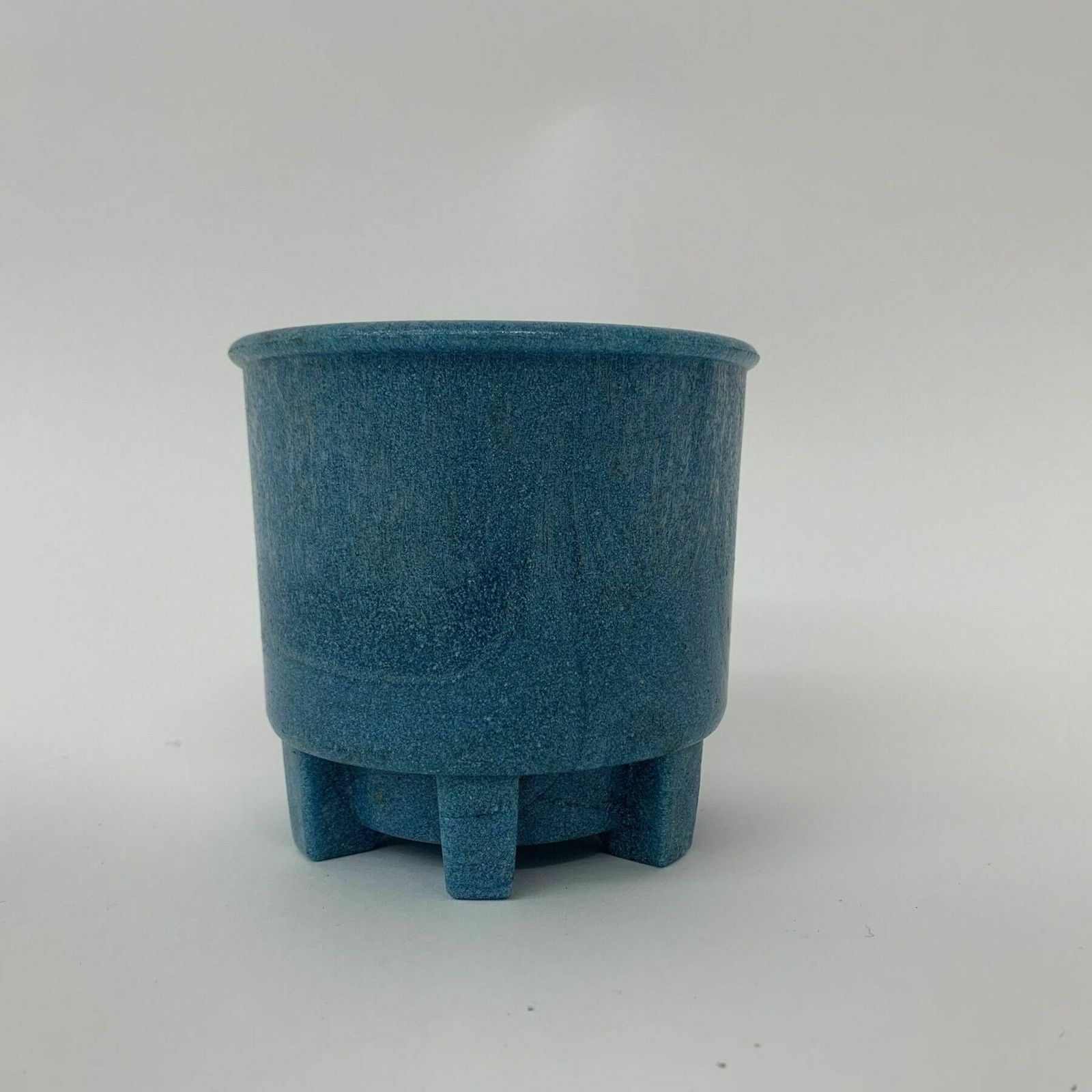 Antique Leerdam Copier Cactus Pot In Blue Graniver Glass , 1928