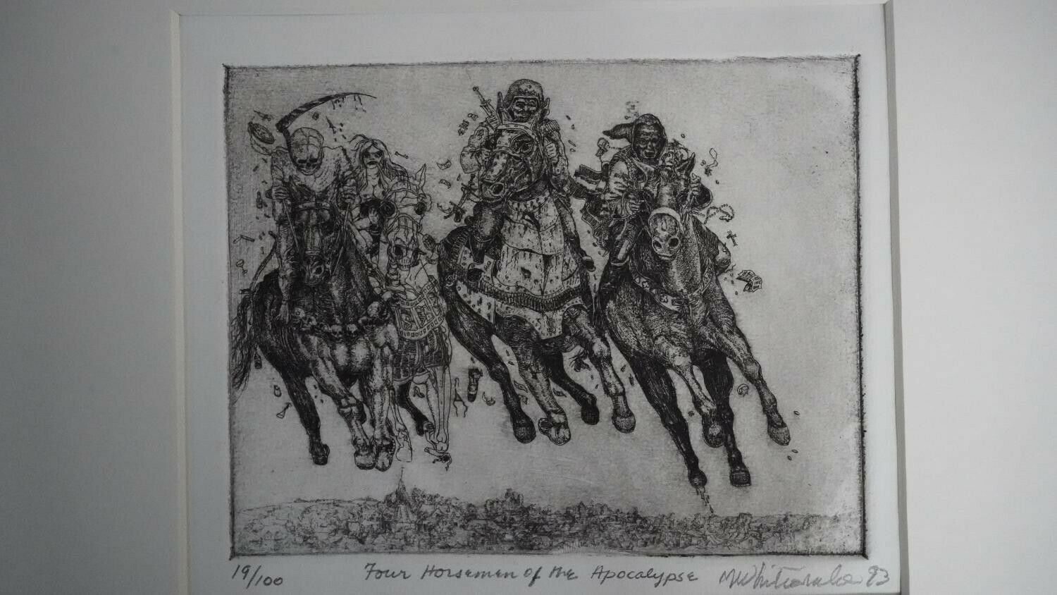 An Etching Of The Four Horseman Of The Apocalypse, Signed Mark Whitcombe, 1993